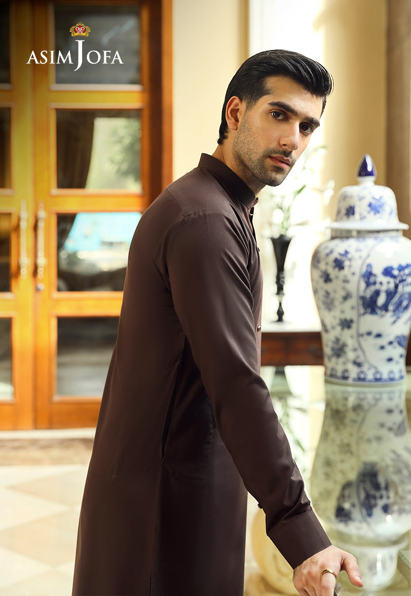 Dark Brown Blended Fabric Shalwar Kameez (2-Piece) - Image 4