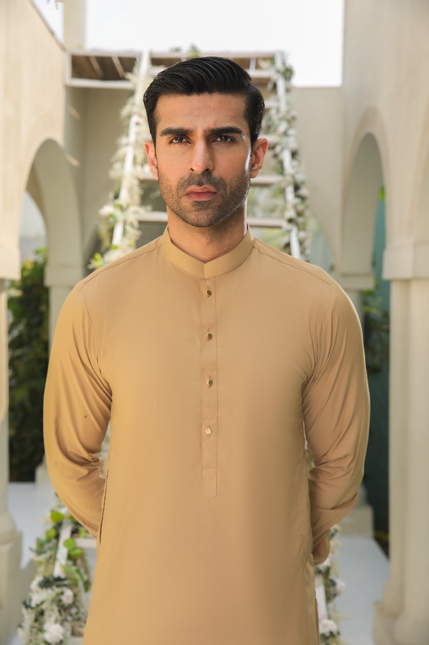 Camel Blended Fabric Shalwar Kameez (2-Piece) - Image 3