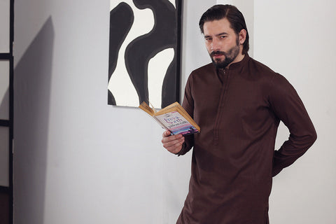 Brown Blended Fabric Shalwar Kameez (2-Piece) - Image 10