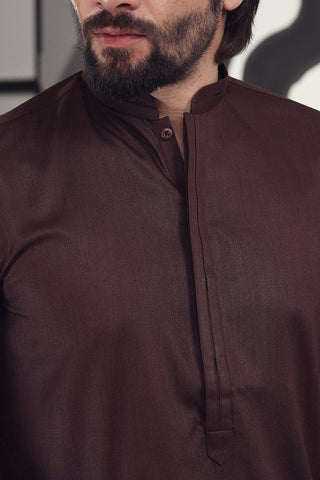 Brown Blended Fabric Shalwar Kameez (2-Piece) - Image 11