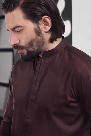 Brown Blended Fabric Shalwar Kameez (2-Piece) - Image 12