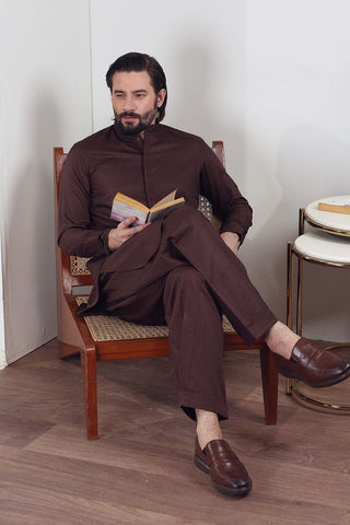 Brown Blended Fabric Shalwar Kameez (2-Piece) - Image 2