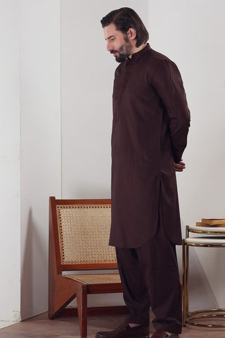 Brown Blended Fabric Shalwar Kameez (2-Piece) - Image 3