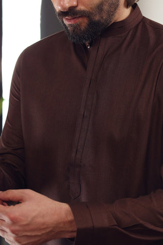 Brown Blended Fabric Shalwar Kameez (2-Piece) - Image 4