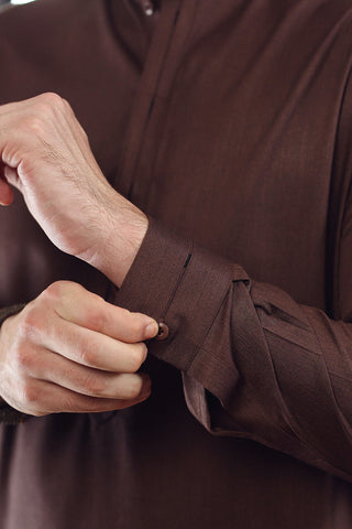 Brown Blended Fabric Shalwar Kameez (2-Piece) - Image 5