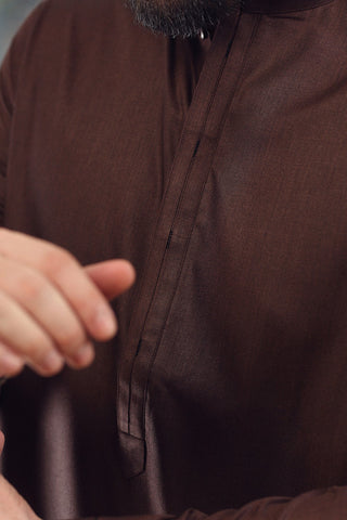 Brown Blended Fabric Shalwar Kameez (2-Piece) - Image 8