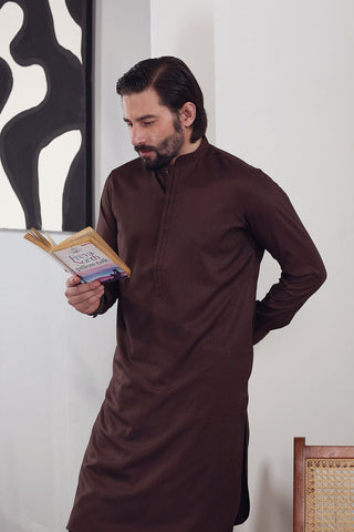 Brown Blended Fabric Shalwar Kameez (2-Piece) - Image 9