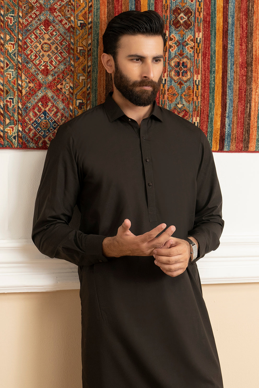 Brown Blended Fabric Shalwar Kameez (2-Piece) - Image 10