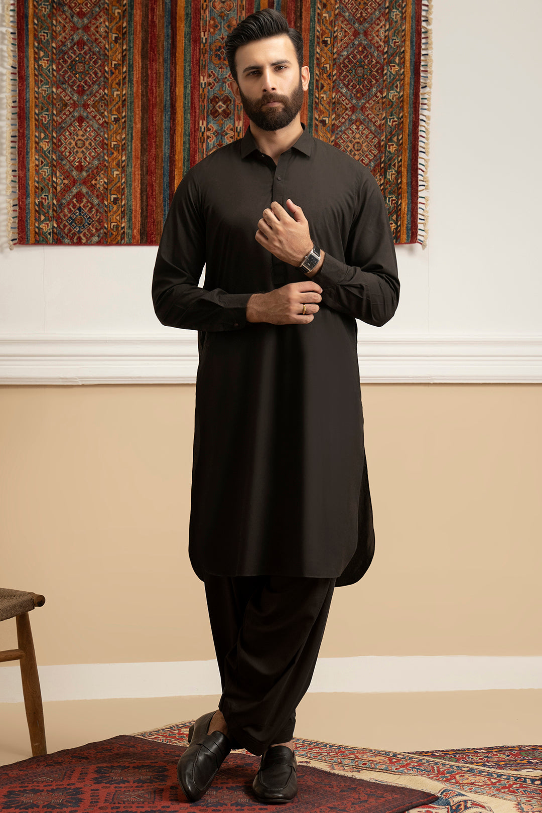 Brown Blended Fabric Shalwar Kameez (2-Piece) - Image 17