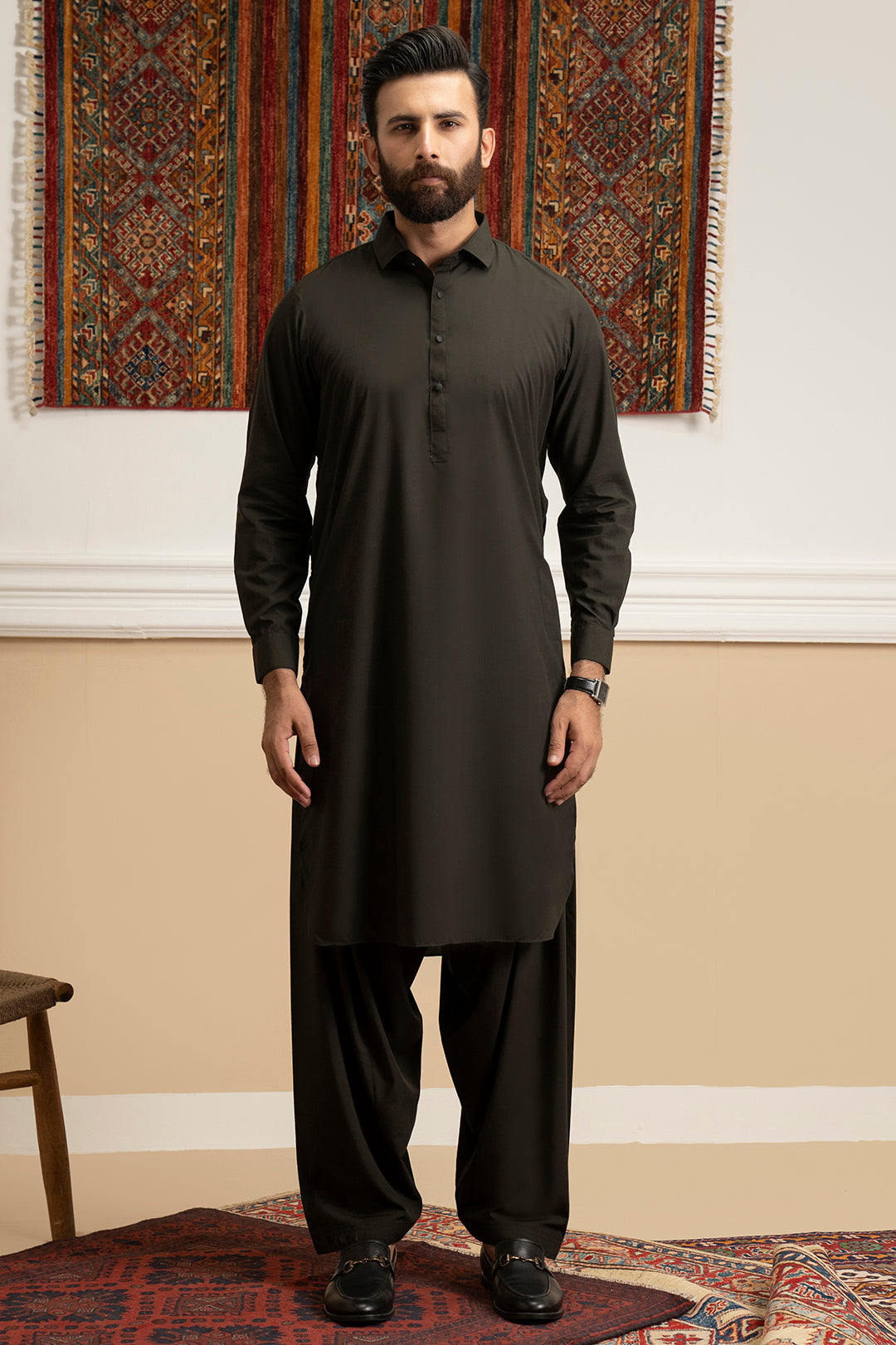 Brown Blended Fabric Shalwar Kameez (2-Piece) - Image 18
