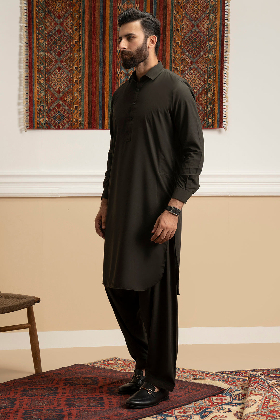 Brown Blended Fabric Shalwar Kameez (2-Piece) - Image 4