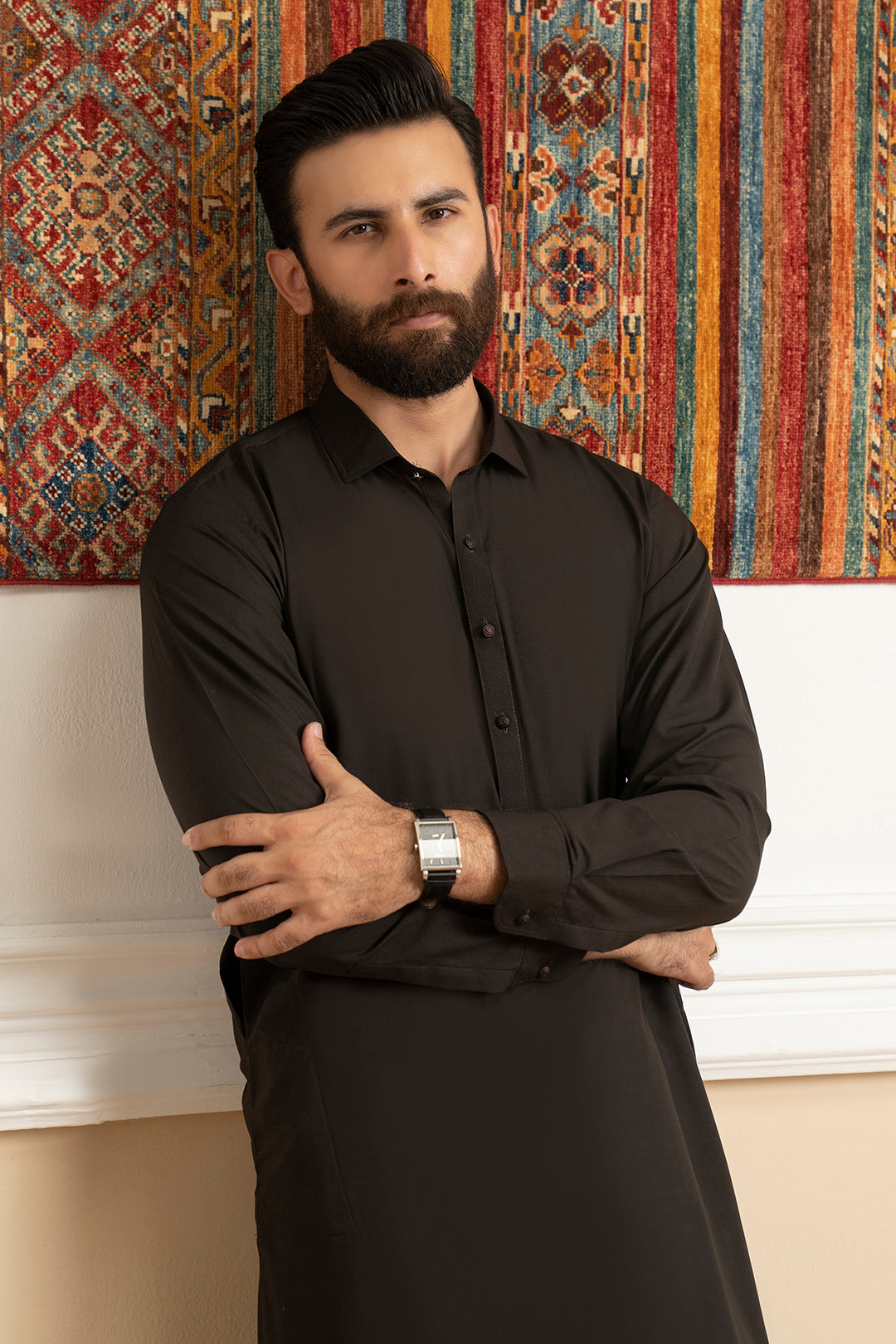 Brown Blended Fabric Shalwar Kameez (2-Piece) - Image 6