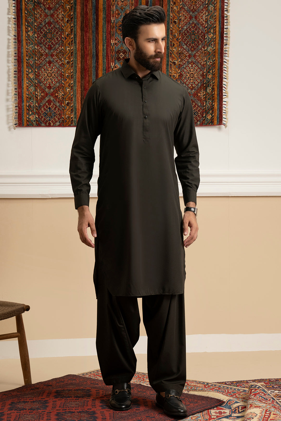Brown Blended Fabric Shalwar Kameez (2-Piece) - Image 7