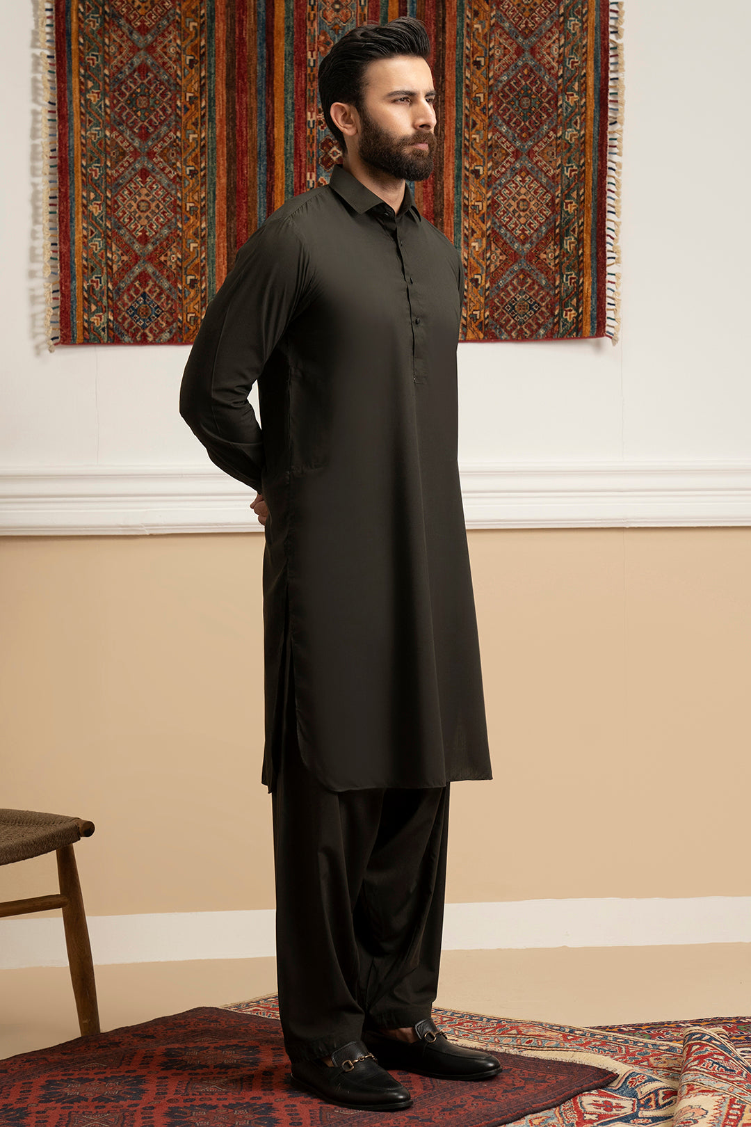 Brown Blended Fabric Shalwar Kameez (2-Piece) - Image 8