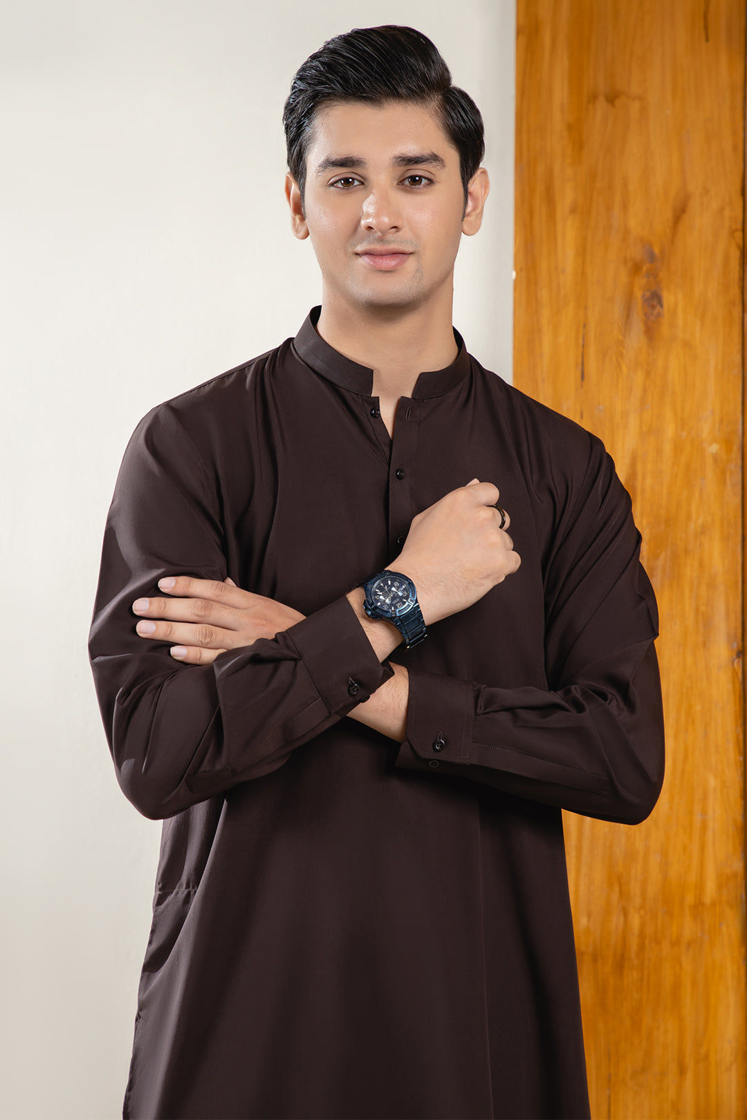 Brown Blended Fabric Shalwar Kameez (2-Piece) - Image 3