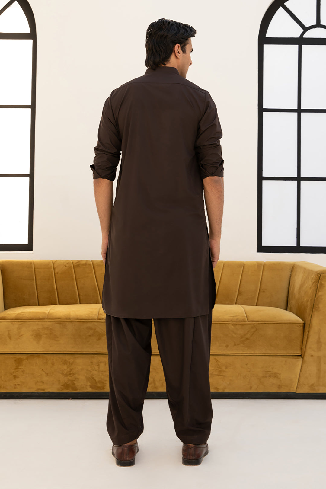 Brown Blended Fabric Shalwar Kameez (2-Piece) - Image 7