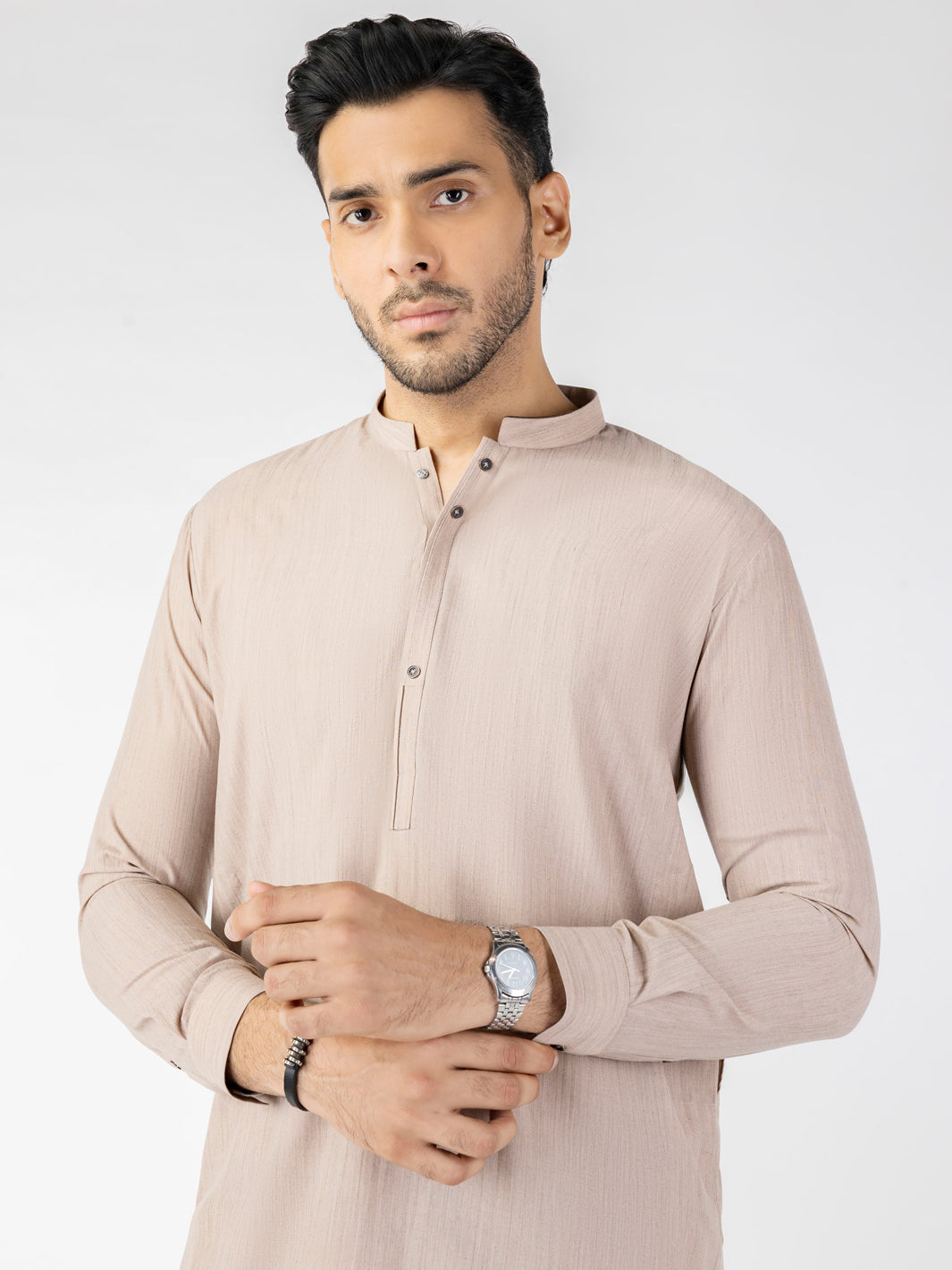 Light Brown Blended Regular Fit Kameez Shalwar (2-Piece) - Image 3