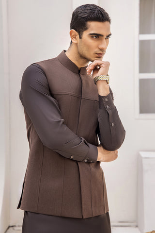 Brown Cotton-Polyester Kurta Shalwar (2-Piece) - Image 5