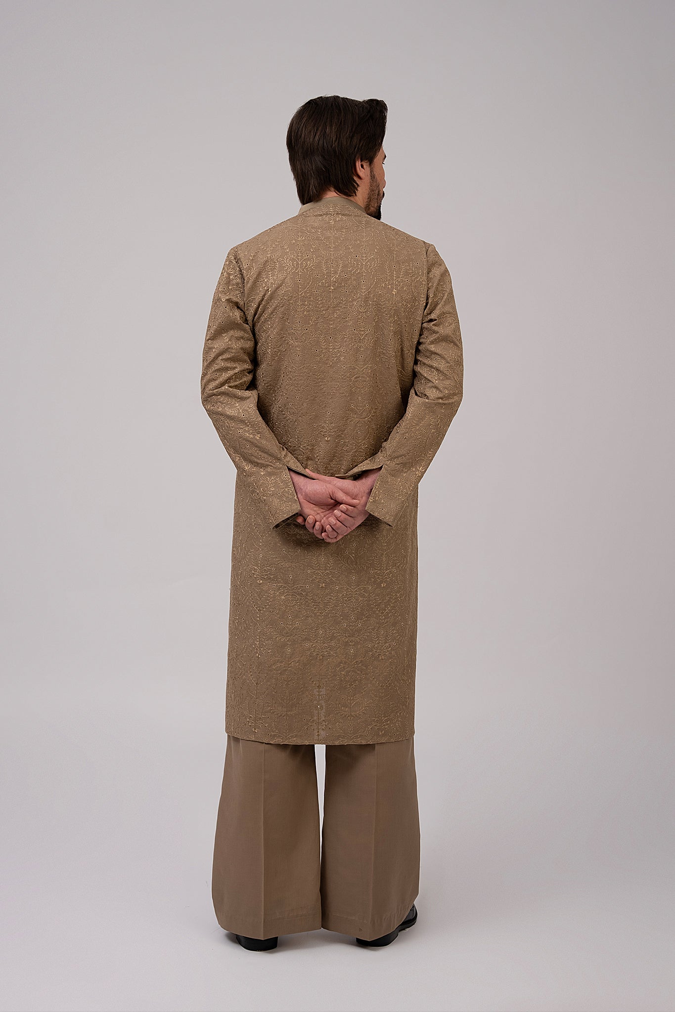 Soil Brown Chikankari Cotton Shalwar Kameez (2-Piece) - Image 4