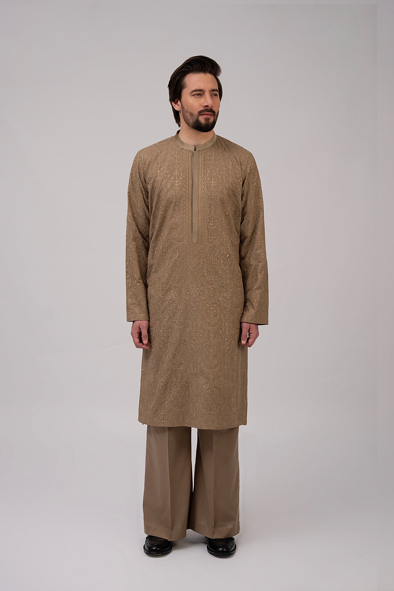 Soil Brown Chikankari Cotton Shalwar Kameez (2-Piece) - Image 5
