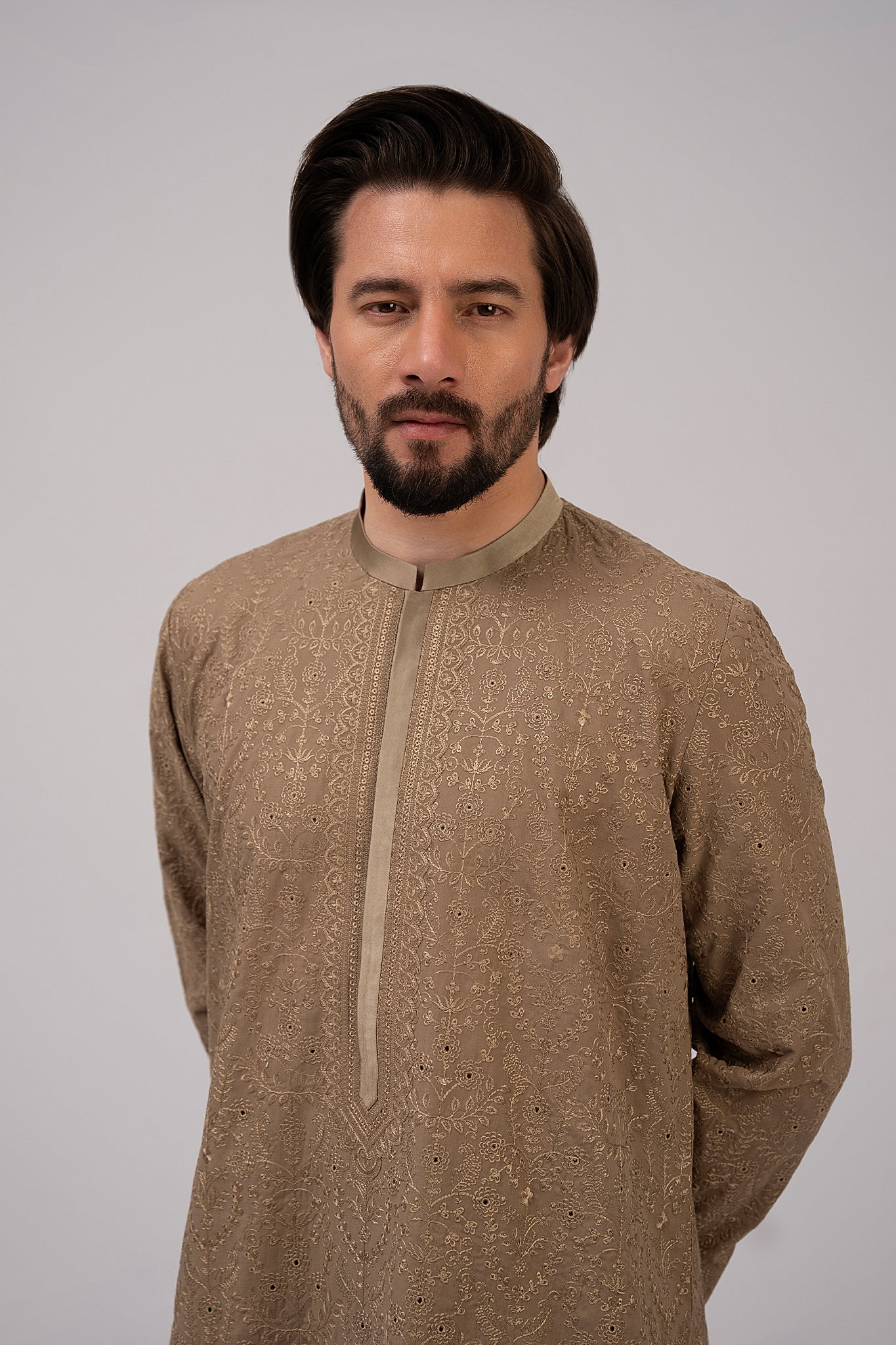 Soil Brown Chikankari Cotton Shalwar Kameez (2-Piece) - Image 7