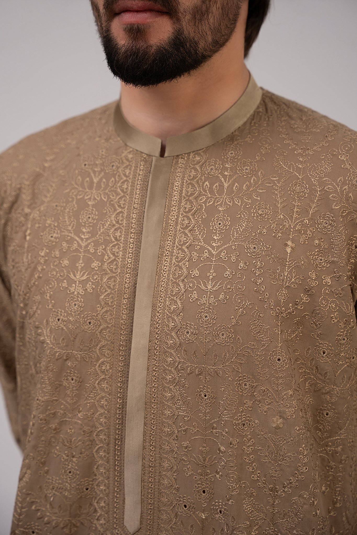 Soil Brown Chikankari Cotton Shalwar Kameez (2-Piece) - Image 8