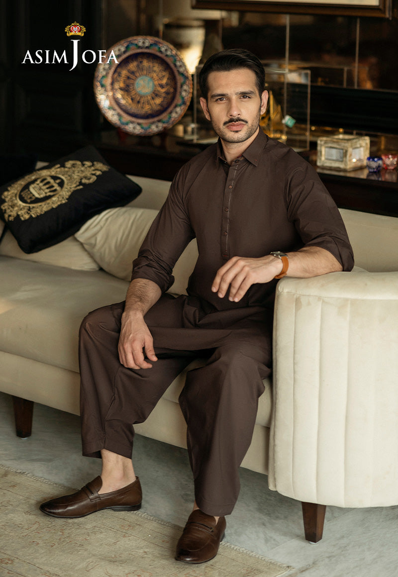 Brown Cotton Kurta Shalwar Set (2-Piece) - Image 3