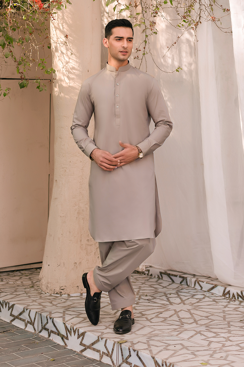 Light Brown Cotton Kameez Shalwar (2-Piece) - Image 2