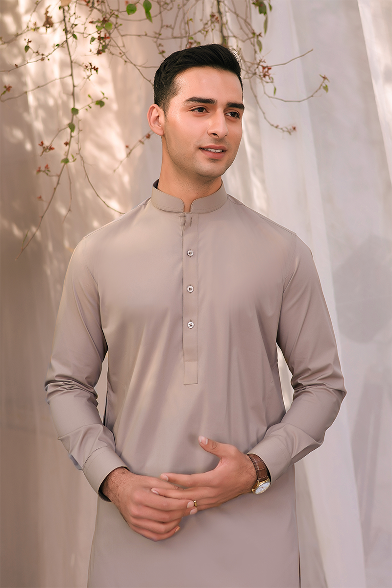 Light Brown Cotton Kameez Shalwar (2-Piece) - Image 3