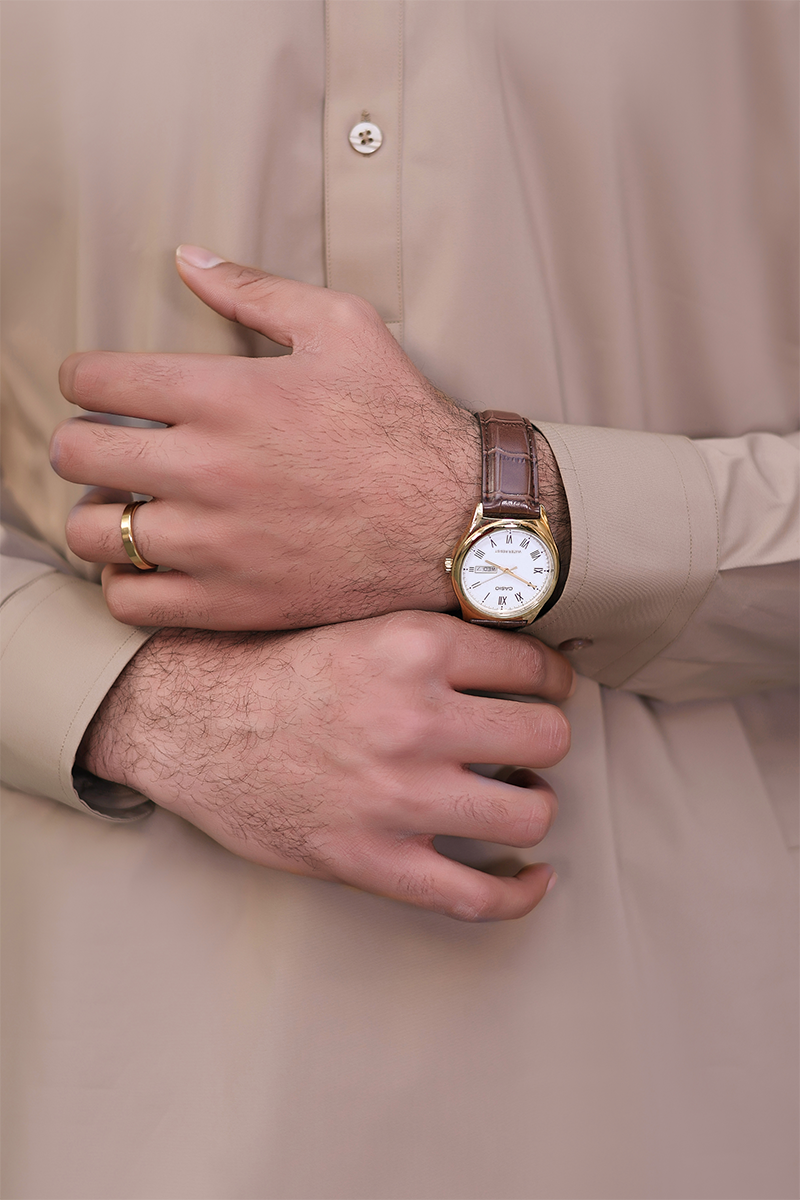 Light Brown Cotton Kameez Shalwar (2-Piece) - Image 5