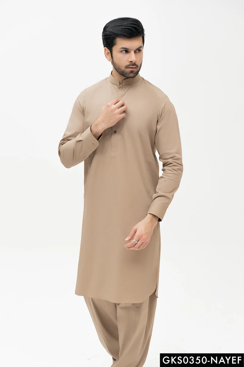 Brown Cotton Kameez Shalwar (2-Piece) - Image 1
