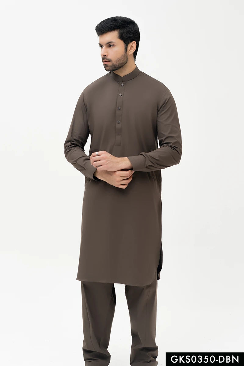 Dark Brown Cotton Shalwar Kameez (2-Piece) - Image 1