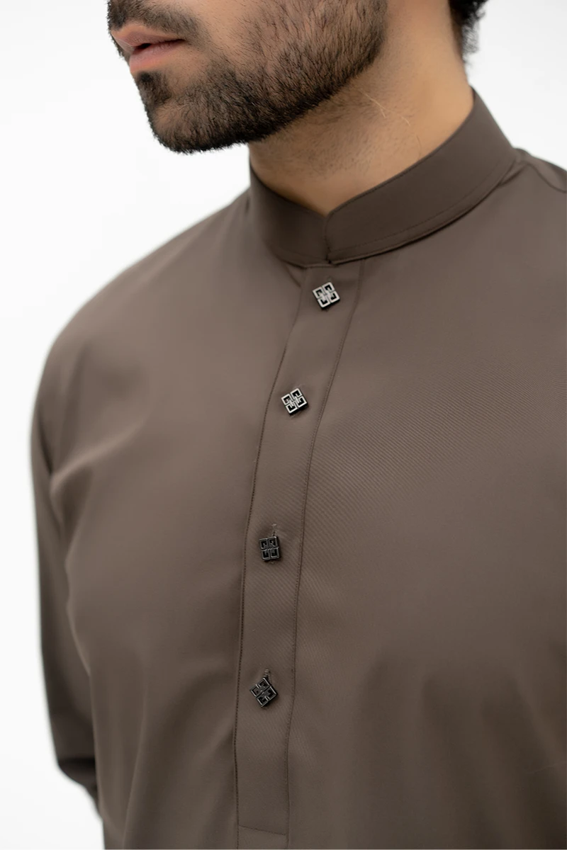 Dark Brown Cotton Shalwar Kameez (2-Piece) - Image 4