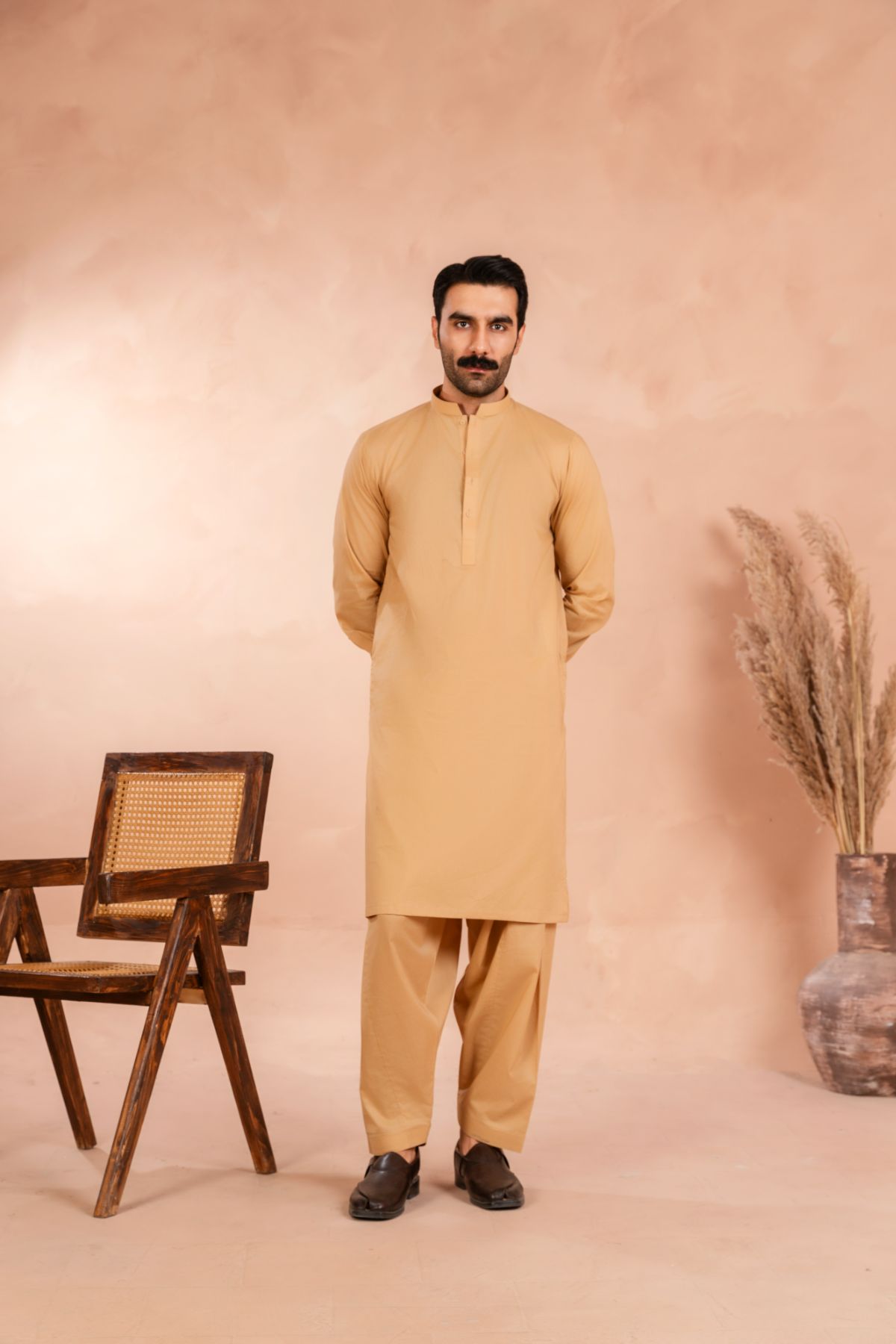 Camel Brown Luxury Cotton Shalwar Kameez (2-Piece) - Image 1