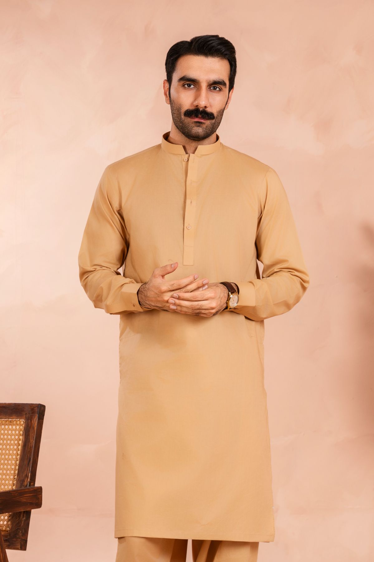Camel Brown Luxury Cotton Shalwar Kameez (2-Piece) - Image 3