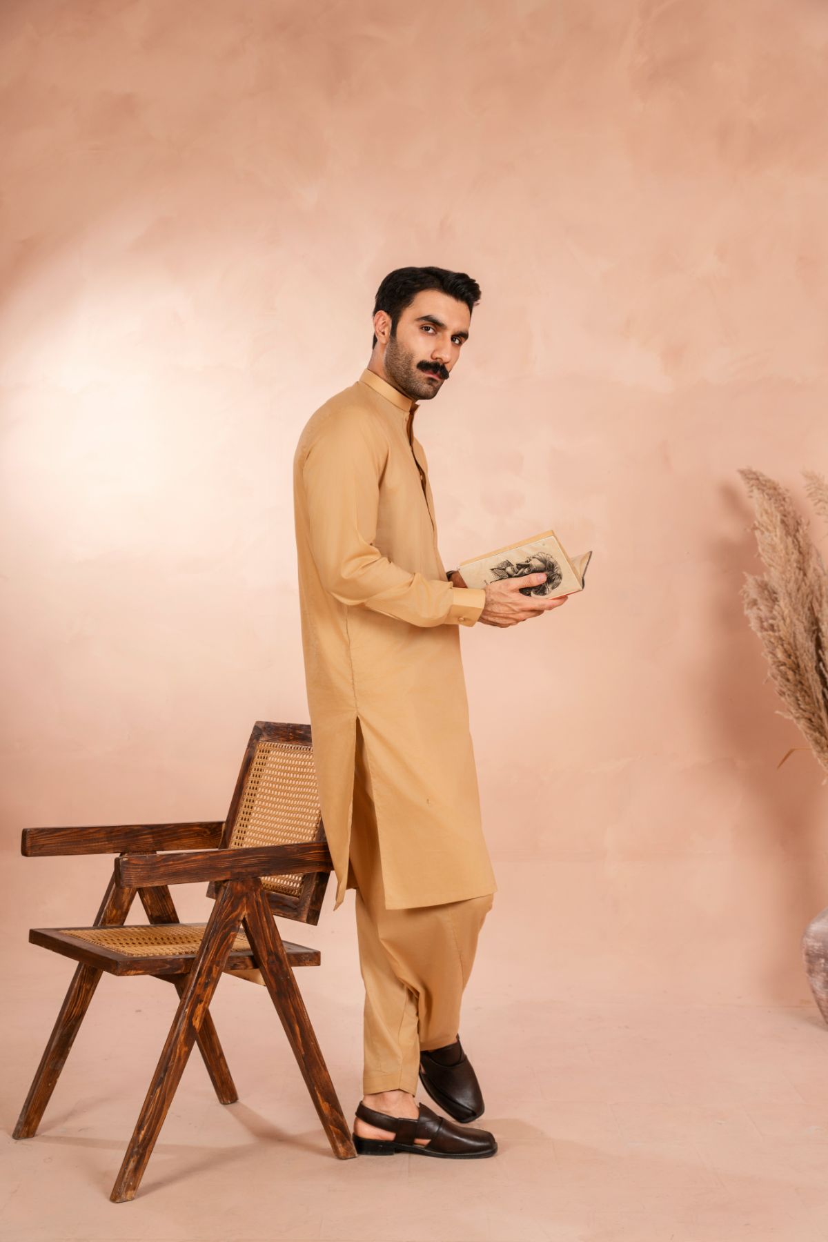 Camel Brown Luxury Cotton Shalwar Kameez (2-Piece) - Image 4