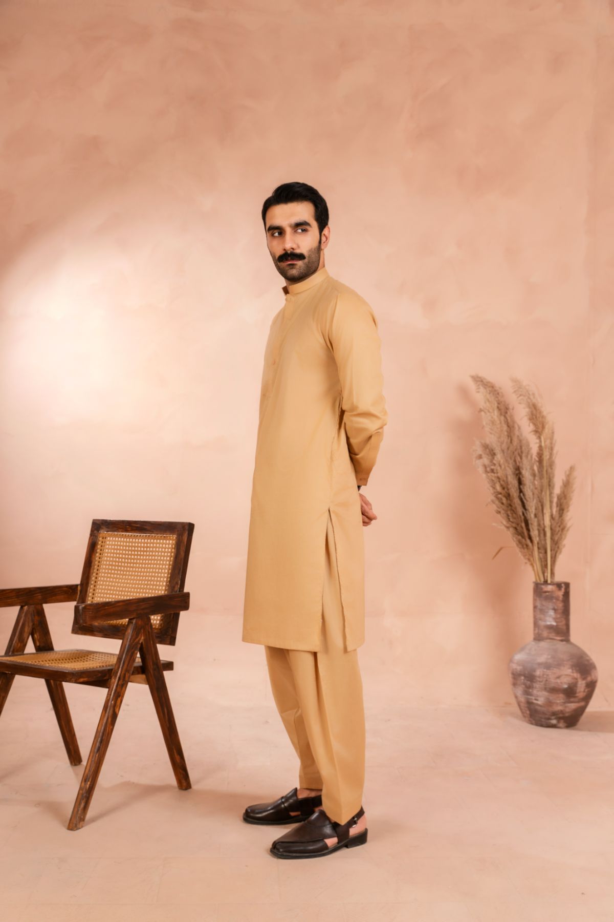 Camel Brown Luxury Cotton Shalwar Kameez (2-Piece) - Image 5