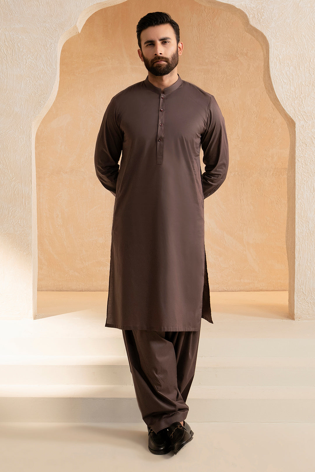 Brown Cotton Shalwar Kameez (2-Piece) - Image 2