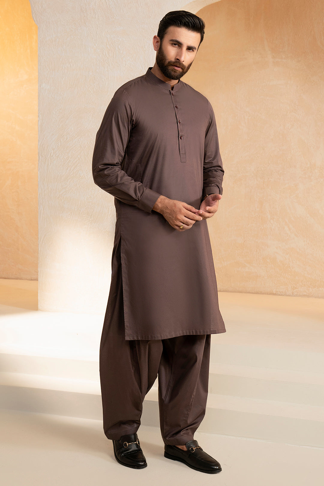 Brown Cotton Shalwar Kameez (2-Piece) - Image 5