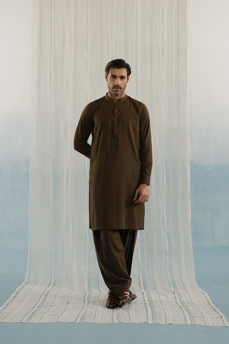 Brown Pure Cotton Shalwar Kameez (2-Piece) - Image 1