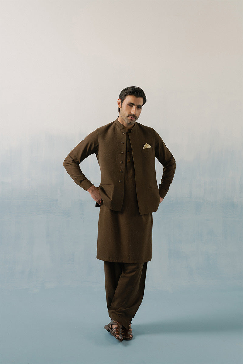 Brown Pure Cotton Shalwar Kameez (2-Piece) - Image 7