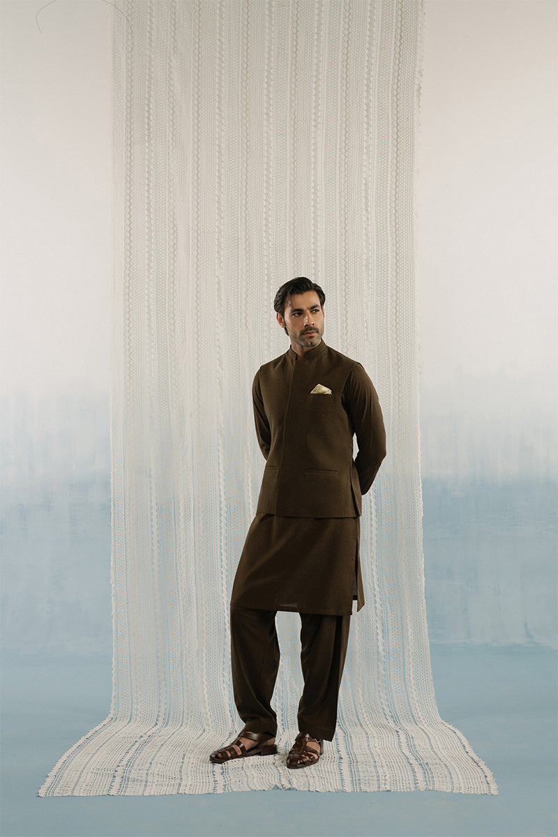 Brown Pure Cotton Shalwar Kameez (2-Piece) - Image 8