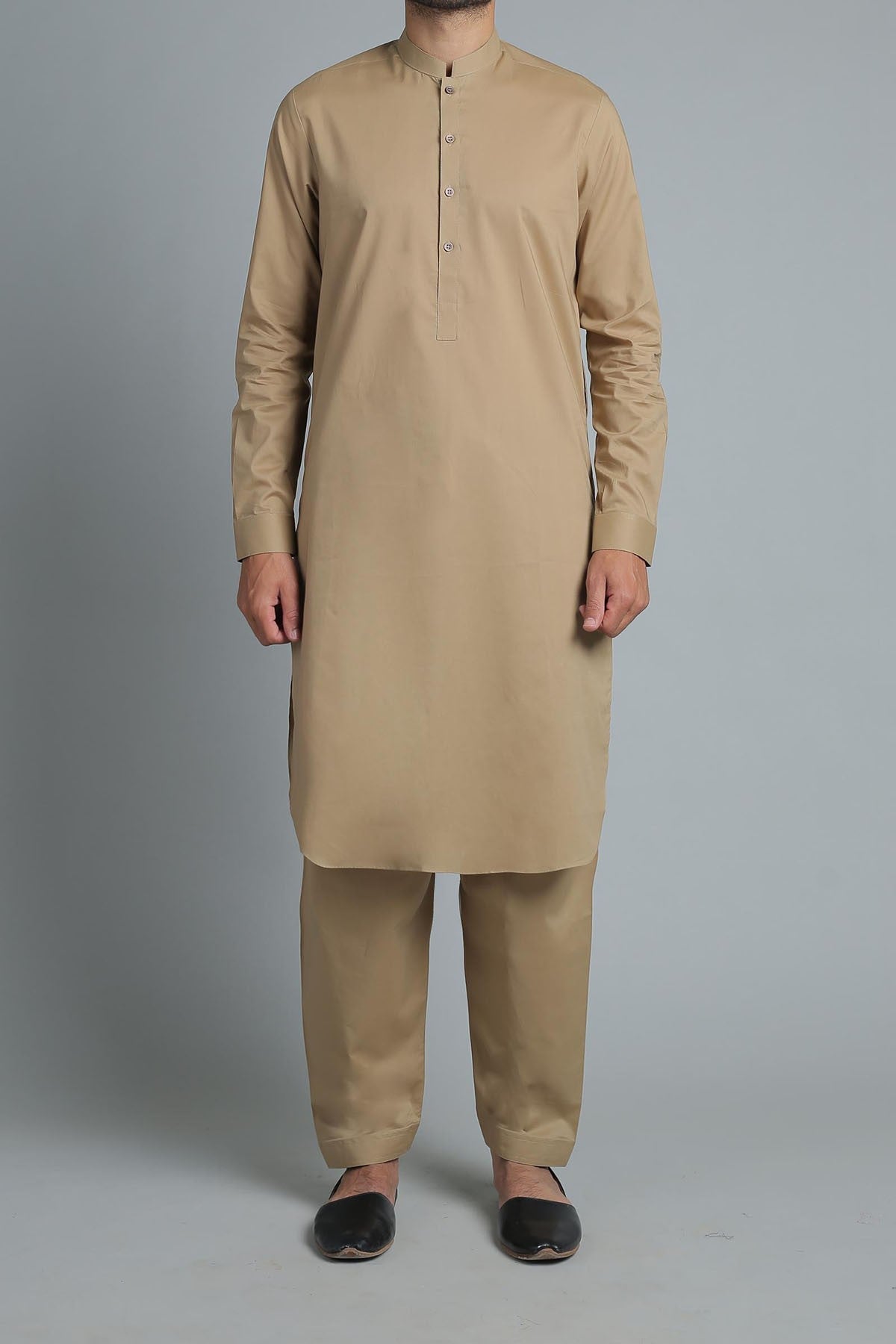 Light Brown Egyptian Cotton Shalwar Kameez (2-Piece) - Image 1