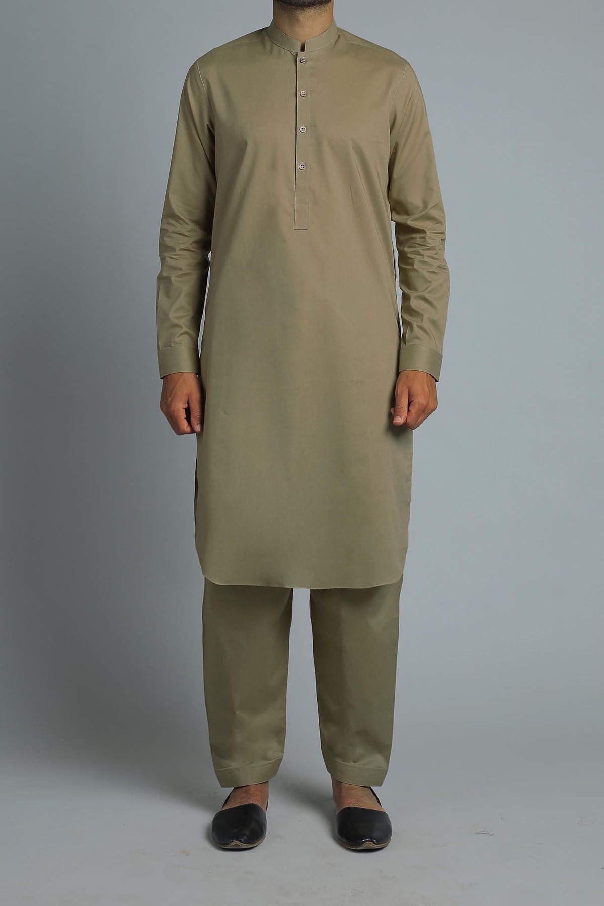 D-Brown Egyptian Cotton Shalwar Kameez (2-Piece) - Image 1