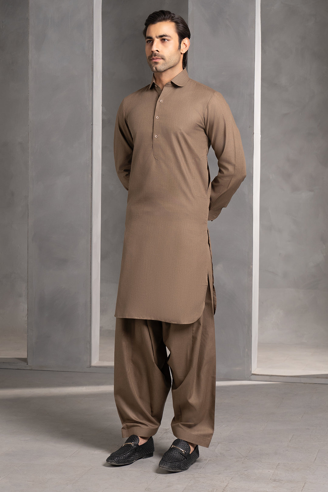 Mocha Textured Jade-PV Shalwar Kameez (2-Piece) - Image 6