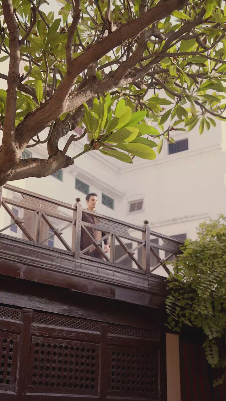 Chocolate Brown Embroidered Karandi Kurta Shalwar (2-Piece) - Image 6