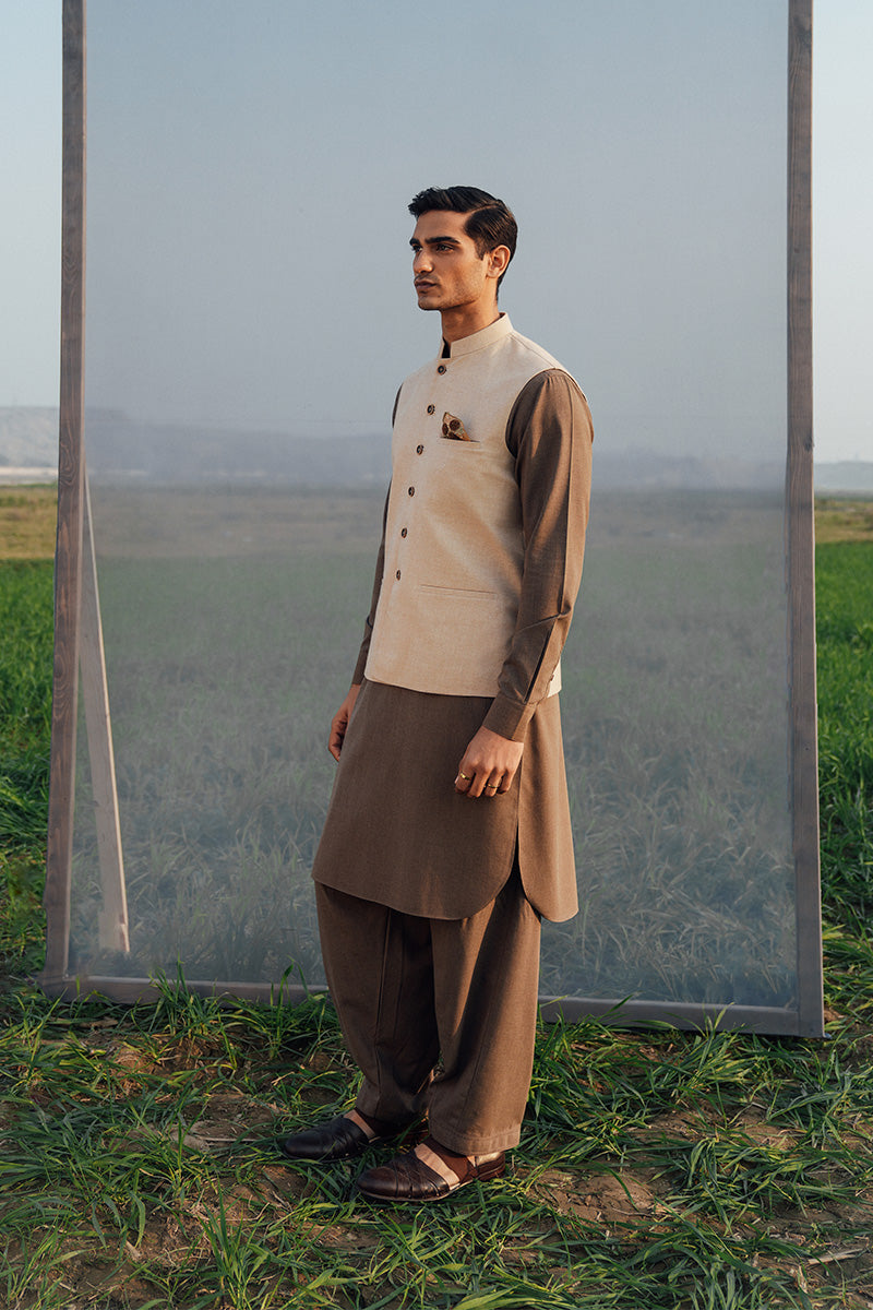 Brown Pure Khaddar Shalwar Kameez (2-Piece) - Image 4