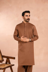 Mocha Brown Luxury Cotton Shalwar Kameez (2-Piece) - Image 2