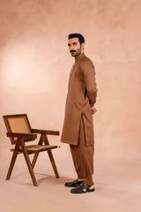 Mocha Brown Luxury Cotton Shalwar Kameez (2-Piece) - Image 3