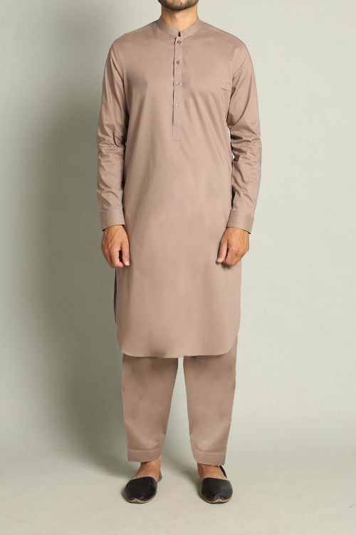 Light Brown Pima Cotton Shalwar Kameez (2-Piece) - Image 1